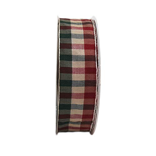 Micomon Gingham Checkered Christmas Ribbon - Red & Green, 25 Yards Each Roll, 100% Polyester (1") - Image 3