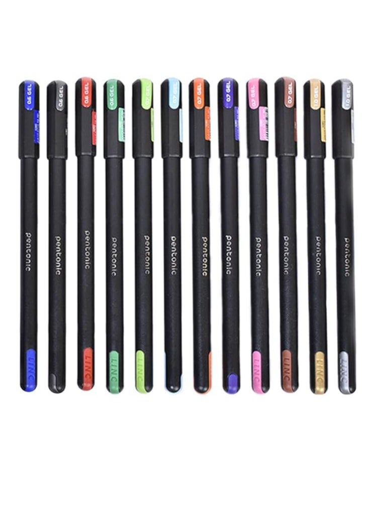 Pentonic Pentonic Gel Pen With Hard Box Case | 0.6 mm-1.0 mm | Waterproof Gel Ink, Sleek Matt Finish Body | Comfortable Grip For Effortless Writing Experience | Multicolor Ink, Black Body, Pack Of 10 Pens  - Image 2