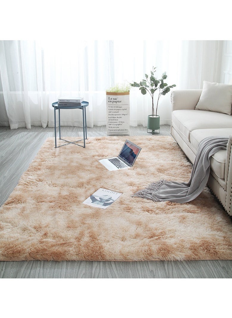 VUCATIN Large Shag Area Rugs Tie-Dyed Plush Fuzzy Rugs for Living Room Anti Slip Fluffy Bedroom Rug Large Area Rug Shag Shaggy Carpet for Bedroom Nursery Kids Room Home Decor(Beige)  - Image 3