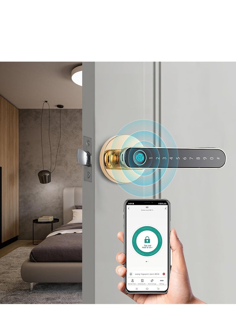 TRASSLE Fingerprint Door Lock Keyless Entry Door Smart Lock with Bluetooth Touchscreen Keypad Deadbolt Lock APP Control with Backup Key Biometric Smart Lock for Home Hotel Office Apartment Bedroom  - Image 2