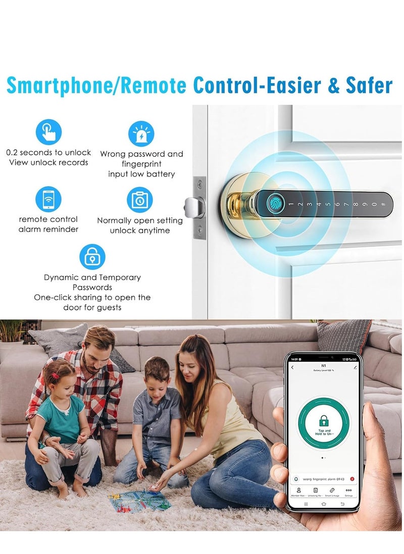 TRASSLE Fingerprint Door Lock Keyless Entry Door Smart Lock with Bluetooth Touchscreen Keypad Deadbolt Lock APP Control with Backup Key Biometric Smart Lock for Home Hotel Office Apartment Bedroom  - Image 4