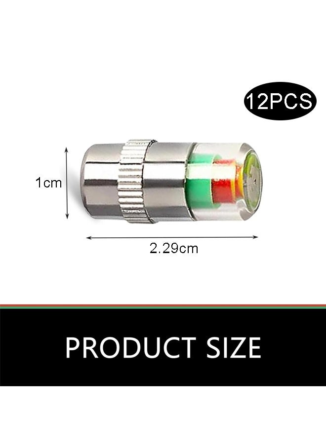 12PCS Universal Car Tire Pressure Monitor Valve Stem Caps Sensor Indicator, 3 Colors Alarm Tire Indicator, Universal Valve Stem Caps for Cars, for SUVs, Trucks - Image 2