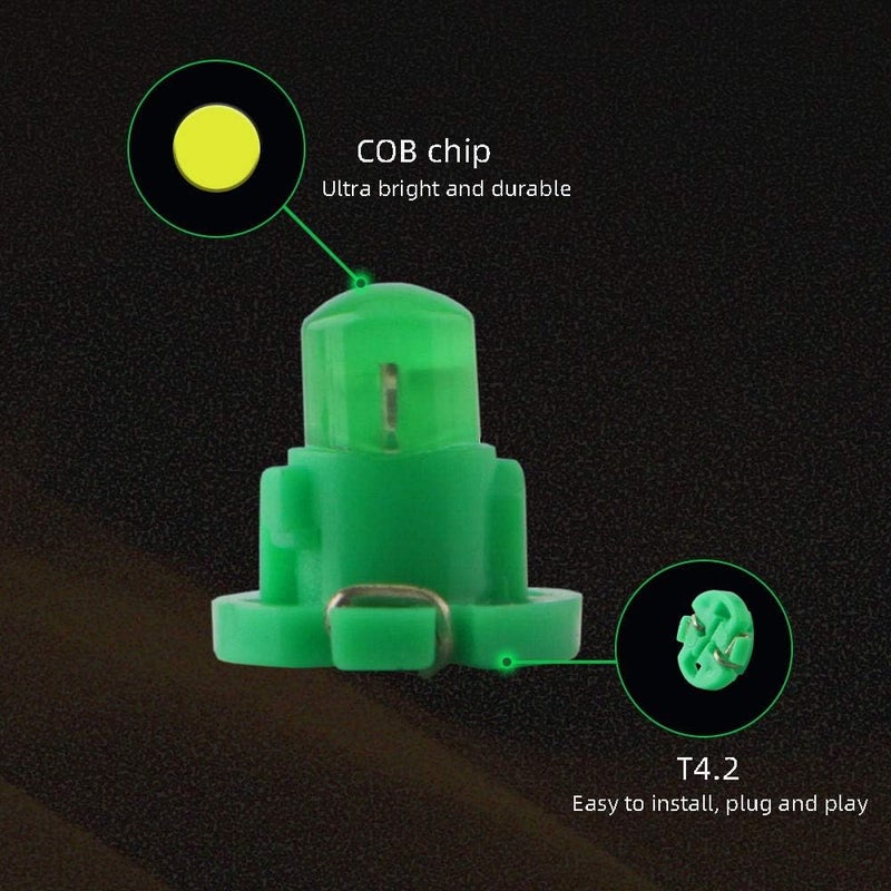 Grandview 10pcs Green T4.2 COB LED Dashboard Light Bulbs - Image 4