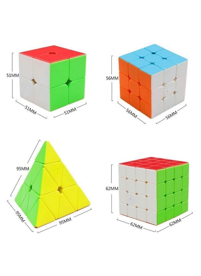 D ETERNAL High Speed Stickerless Cube Combo Set 2X2 3X3 4X4 And Pyraminx Pyramid Triangle Puzzle Cubic Combo, Kids and Professionals