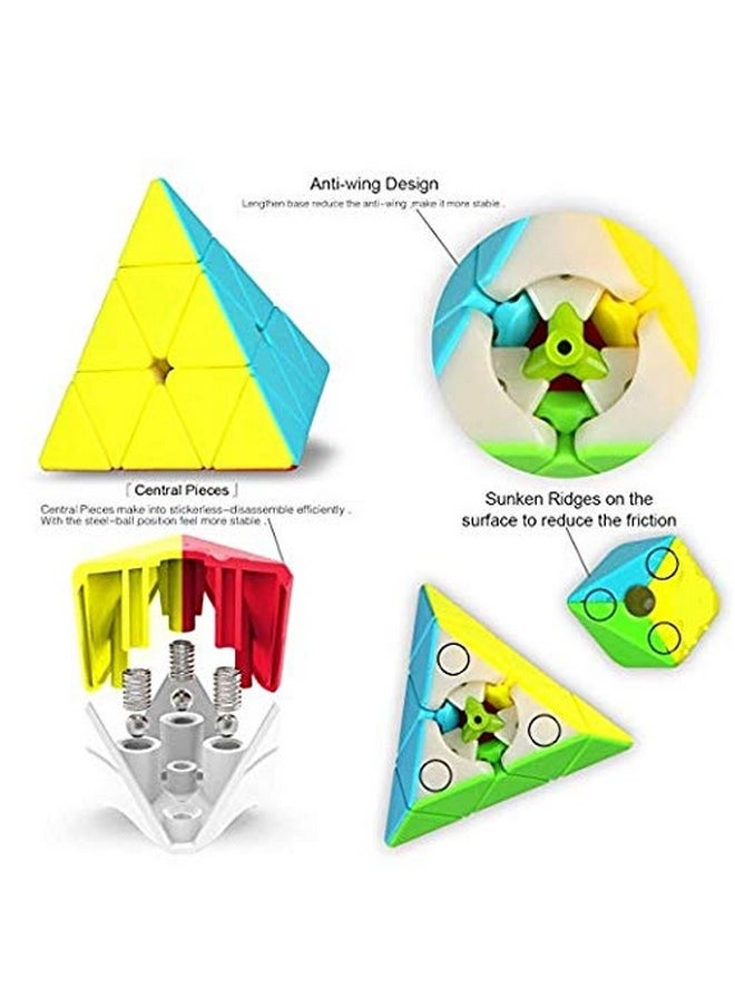 D ETERNAL High Speed Stickerless Cube Combo Set 2X2 3X3 4X4 And Pyraminx Pyramid Triangle Puzzle Cubic Combo, Kids and Professionals