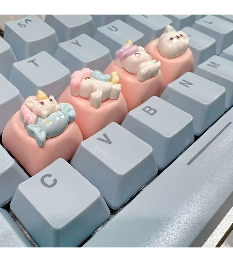 1PC Unicorn B Handcrafted Keycap Smooth Texture MOA Height Cute Design for Cross Axis Mechanical Keyboard Gaming Office Typing - Image 2
