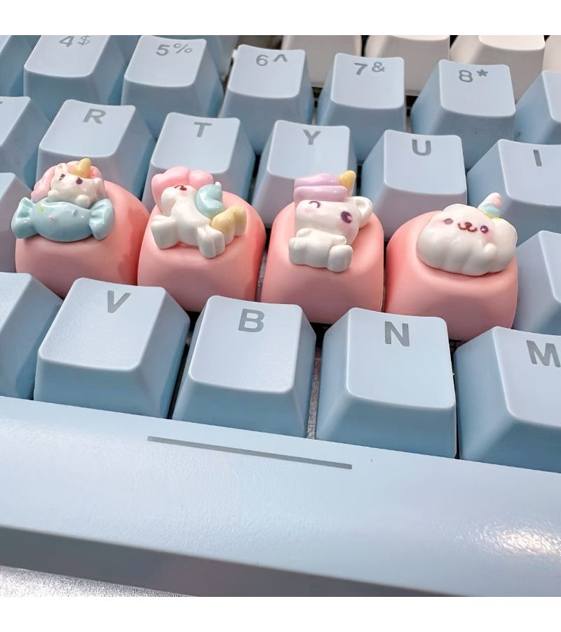 1PC Unicorn B Handcrafted Keycap Smooth Texture MOA Height Cute Design for Cross Axis Mechanical Keyboard Gaming Office Typing - Image 3