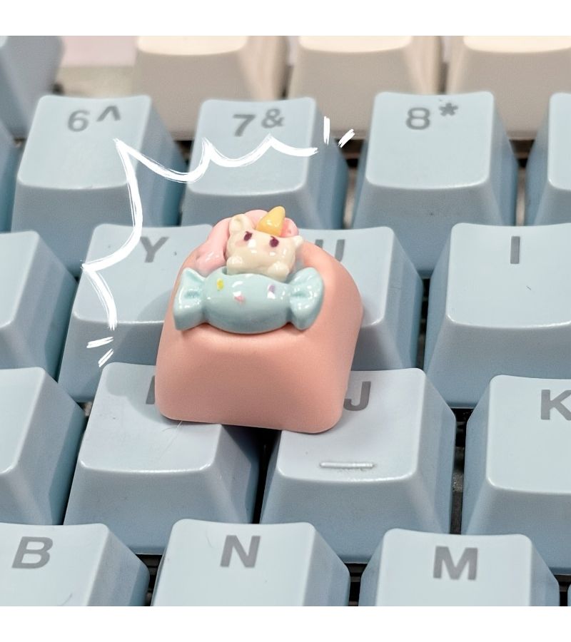 1PC Unicorn B Handcrafted Keycap Smooth Texture MOA Height Cute Design for Cross Axis Mechanical Keyboard Gaming Office Typing - Image 1