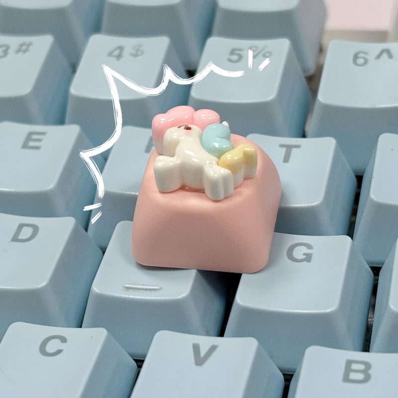 1PC Unicorn B Handcrafted Keycap Smooth Texture MOA Height Cute Design for Cross Axis Mechanical Keyboard Gaming Office Typing - Image 4