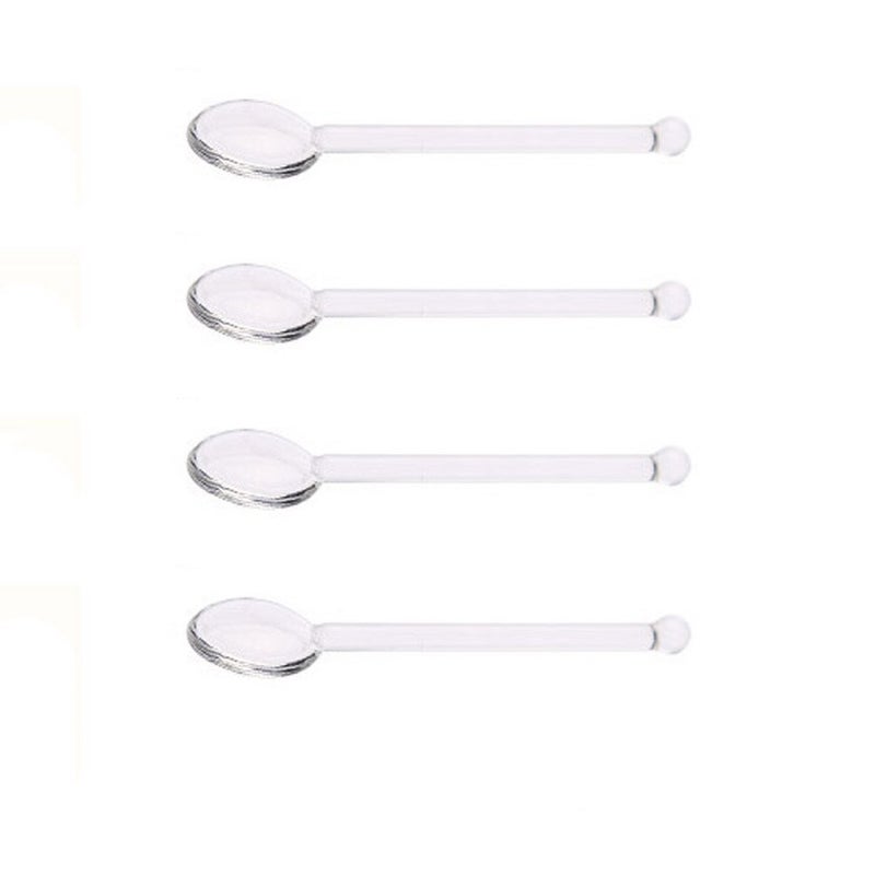 4 Pcs Borosilicate Color Transparent Glass SpoonsCute Flower Long Handle Spoons for Ice Cream Dessert Coffee Stirring transparent Length125mm492