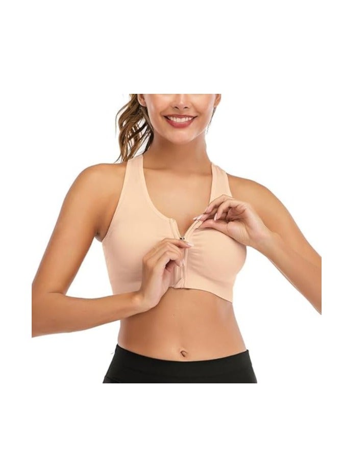 SHOWDAY Women's Zip Front Sports Bra Wireless Post-Surgery Bra Active Yoga Sports Bras Fitness Women's Sports Bra, Zip Front,Post-Surgery Active Yoga Gym Pilates Crossfit - Image 2