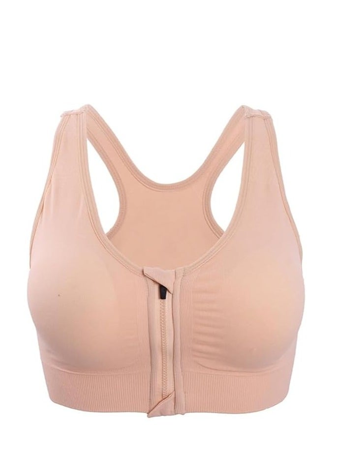 SHOWDAY Women's Zip Front Sports Bra Wireless Post-Surgery Bra Active Yoga Sports Bras Fitness Women's Sports Bra, Zip Front,Post-Surgery Active Yoga Gym Pilates Crossfit - Image 1