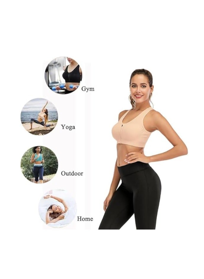 SHOWDAY Women's Zip Front Sports Bra Wireless Post-Surgery Bra Active Yoga Sports Bras Fitness Women's Sports Bra, Zip Front,Post-Surgery Active Yoga Gym Pilates Crossfit - Image 4