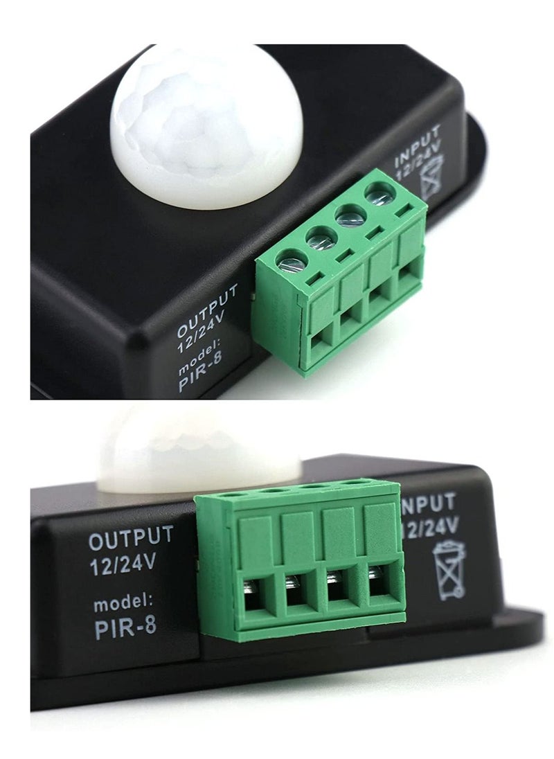 2 Pack Body Infrared Light Switch, 12V/24V PIR Motion Sensor Switch for LED Light Strip Automatic,  Controller LED Strips Lighting