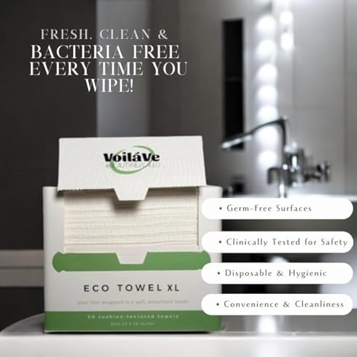 VoilaVe Disposable Face Towels -100% Cotton Biodegradable Makeup Remover Dry Wipes, Ultra Soft Lint Free Facial Cloth | Clinically Tested Eco-Friendly Towelettes For Sensitive Skin - XL 10 x 12"- 50 C - Image 5