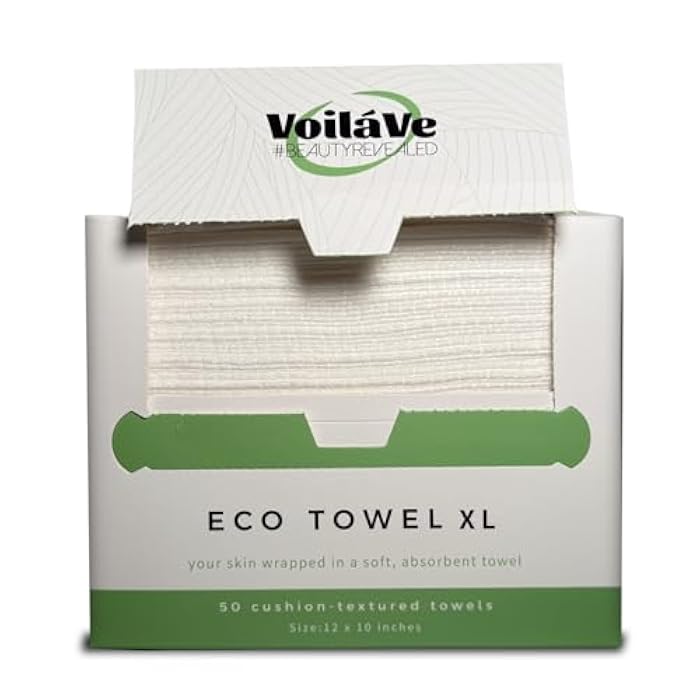 VoilaVe Disposable Face Towels -100% Cotton Biodegradable Makeup Remover Dry Wipes, Ultra Soft Lint Free Facial Cloth | Clinically Tested Eco-Friendly Towelettes For Sensitive Skin - XL 10 x 12"- 50 C - Image 1