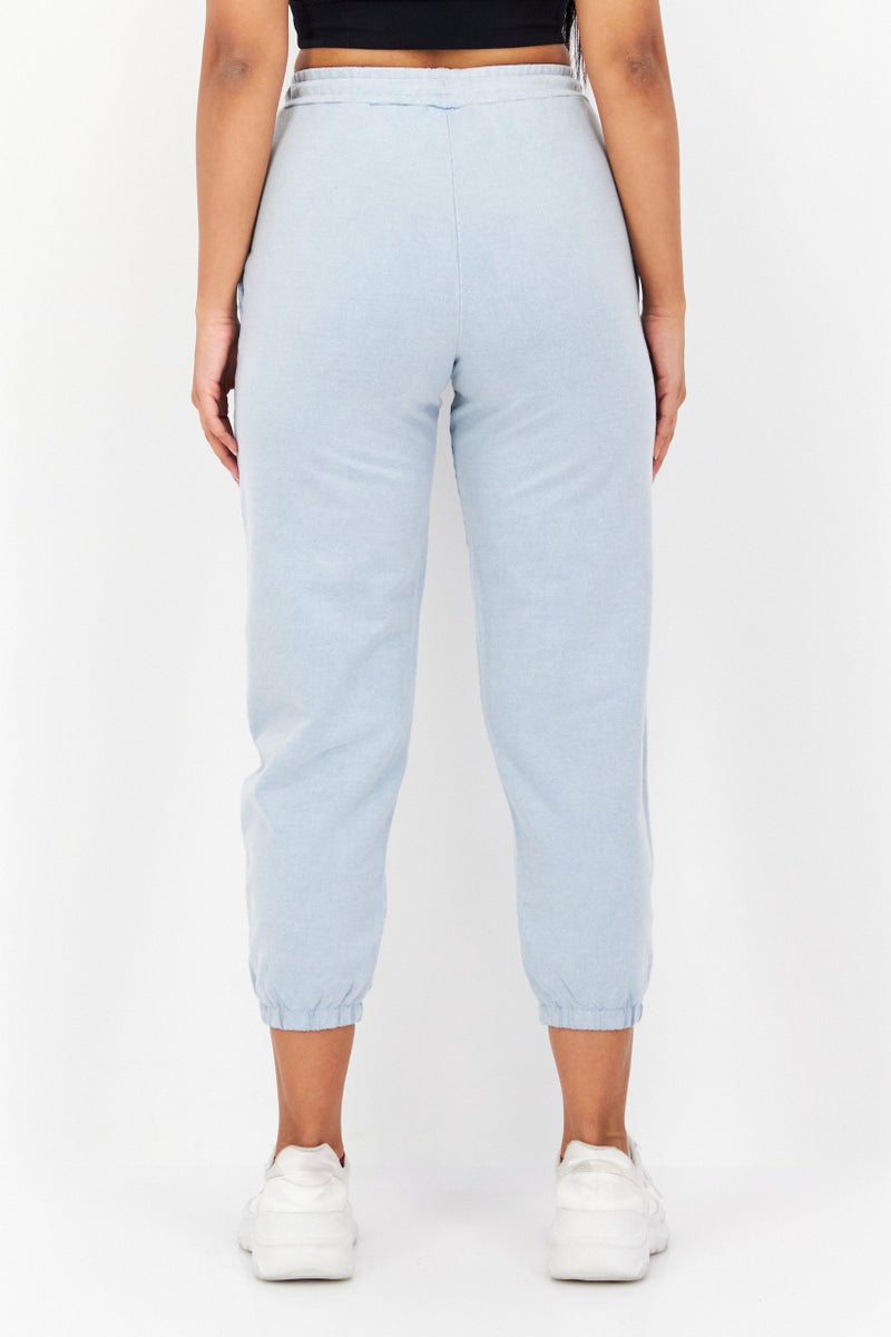 Lyle & Scott Women Regular Fit Brand Logo Sweatpants, Light Blue - Image 3