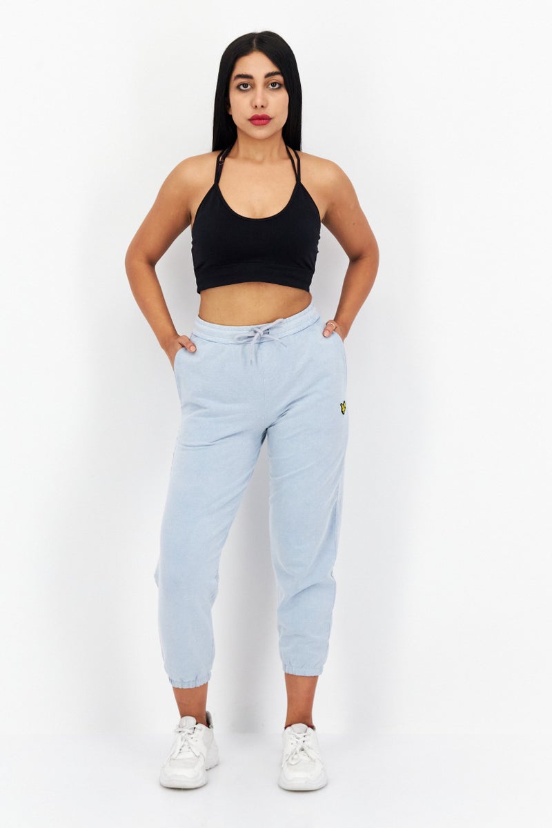 Lyle & Scott Women Regular Fit Brand Logo Sweatpants, Light Blue - Image 4