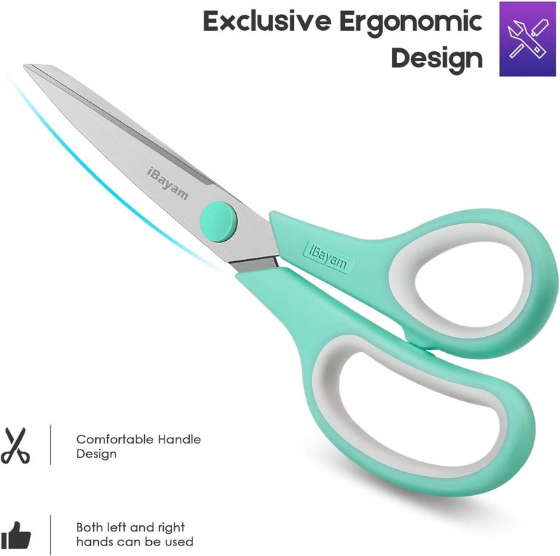 iBayam 8 '' Multipurpose Heavy Duty Scissors Bulk 24-Pack, 2.5mm Thickness Ultra Sharp Blade Shears with Comfort-Grip Handles for Household School Office Supplies, Right/Left Hand Tools - Image 5