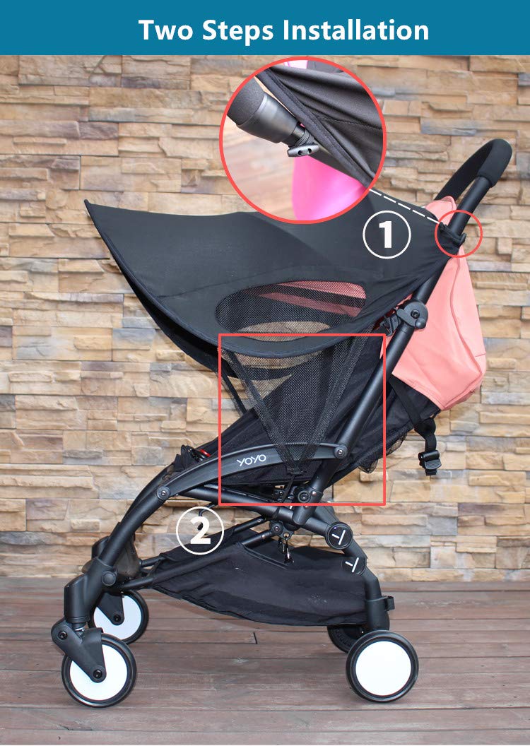 ROMIRUS Sunshade Extension, Stroller Sunshade Canopy Attachment Compatible with YOYO Strollers for Stroller Sun Protection - Image 1