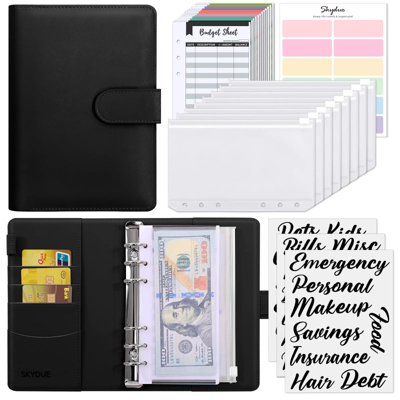 SKYDUE Budget Binder Money Saving Binder with Zipper Envelopes Cash Envelopes and Expense Budget Sheets for Budgeting