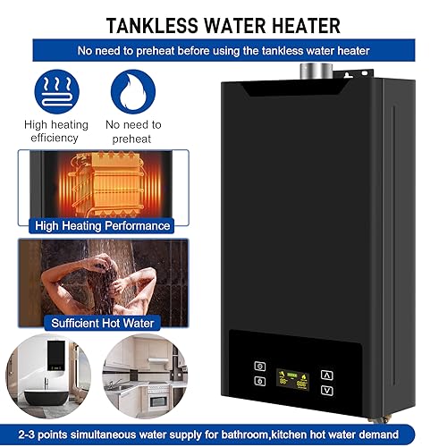 forimo Tankless Water Heater Natural Gas,4.74GPM 18L Indoor,Instant Hot Gas Water Heater,Constant Natural Water Heater with Fahrenheit Digital Display,Multi-Protection (Black) - Image 3