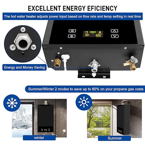 forimo Tankless Water Heater Natural Gas,4.74GPM 18L Indoor,Instant Hot Gas Water Heater,Constant Natural Water Heater with Fahrenheit Digital Display,Multi-Protection (Black) - Image 5