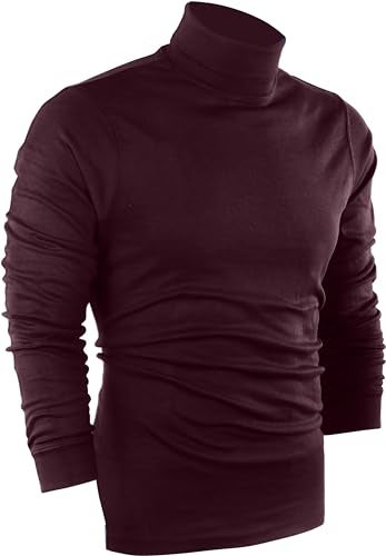Utopia Wear Turtleneck Men Slim Fit UPF 50+ Lightweight Pullover Sweater Long Sleeves Top, Medium, Berry - Image 1