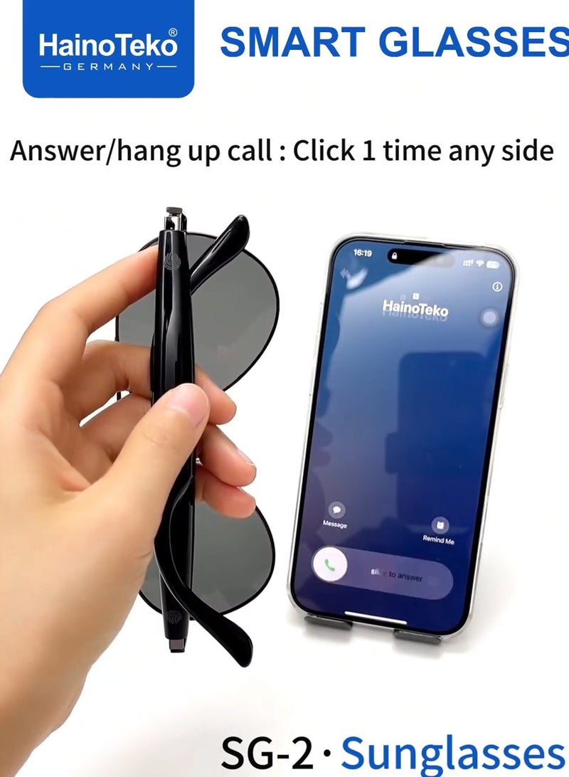 هينو تيكو نظارة شمسية ذكية من Haino Teko SG-2 مزودة بخاصية التحكم باللمس وحماية من الأشعة فوق البنفسجية مصممة للرجال - Image 4