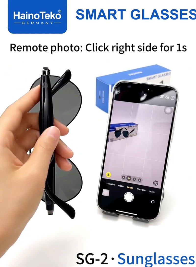 هينو تيكو نظارة شمسية ذكية من Haino Teko SG-2 مزودة بخاصية التحكم باللمس وحماية من الأشعة فوق البنفسجية مصممة للرجال - Image 5