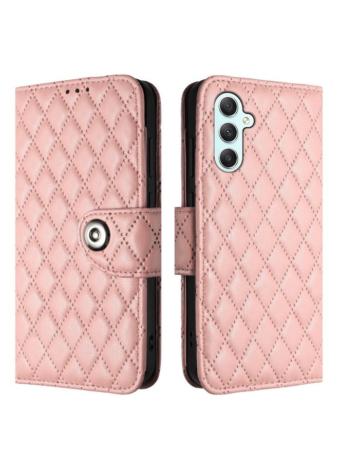 Case Cover For Samsung Galaxy A54 Rhombic Texture Flip Leather Phone Case with Lanyard(Coral Pink)