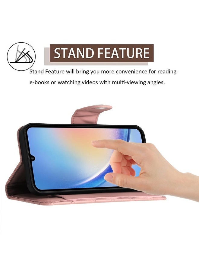 Case Cover For Samsung Galaxy A54 Rhombic Texture Flip Leather Phone Case with Lanyard(Coral Pink)
