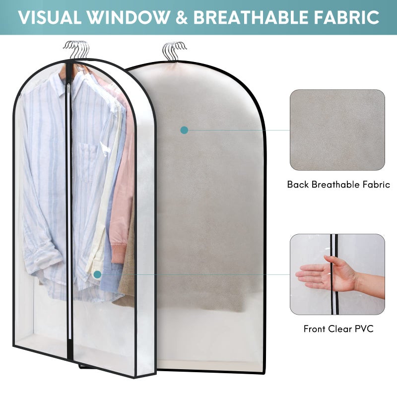 Perber 40" Clear Garment Bags for Hanging Clothes, 4" Gusseted Suit Bags for Closet Storage, Hanging Clothes Storage Suit Cover Bags with Zipper for Coats, Jackets, Shirts, 4 Packs - Image 3