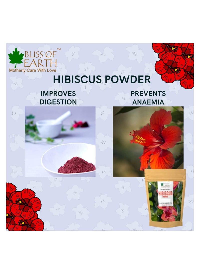 BLISS OF EARTH 100% Pure & Natural Hibiscus Powder 100GM Makes Hair Stronger & Thicker Controls Ageing Cures Acne & Pimples Pack of 4  - Image 2