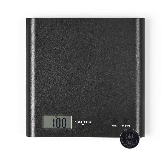 ARC KITCHEN SCALE DIGITAL FOOD WEIGHING SCALES FOR PRECISE COOKINGBAKING SLIM PLATFORM FOR COMPACT STORAGE ADD WEIGHTARE FUNCTION 3KG CAPACITY BATTERY INCLUDED BLACK