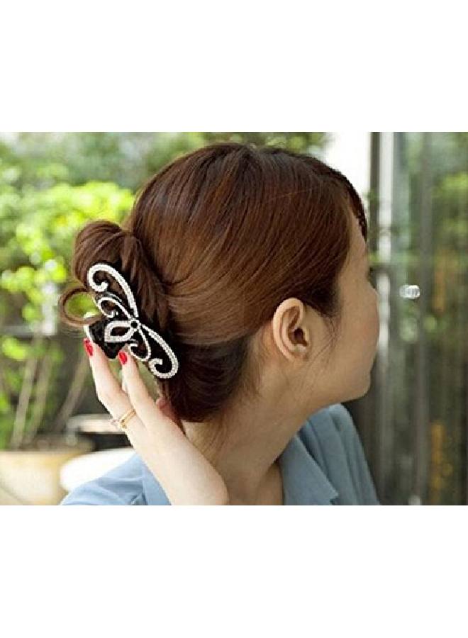 Suoirblss Women Lady Rhinestones Large Hair Claw Clip Hairpin Jaw Clips Thick Hair Accessories (Black) - Image 5