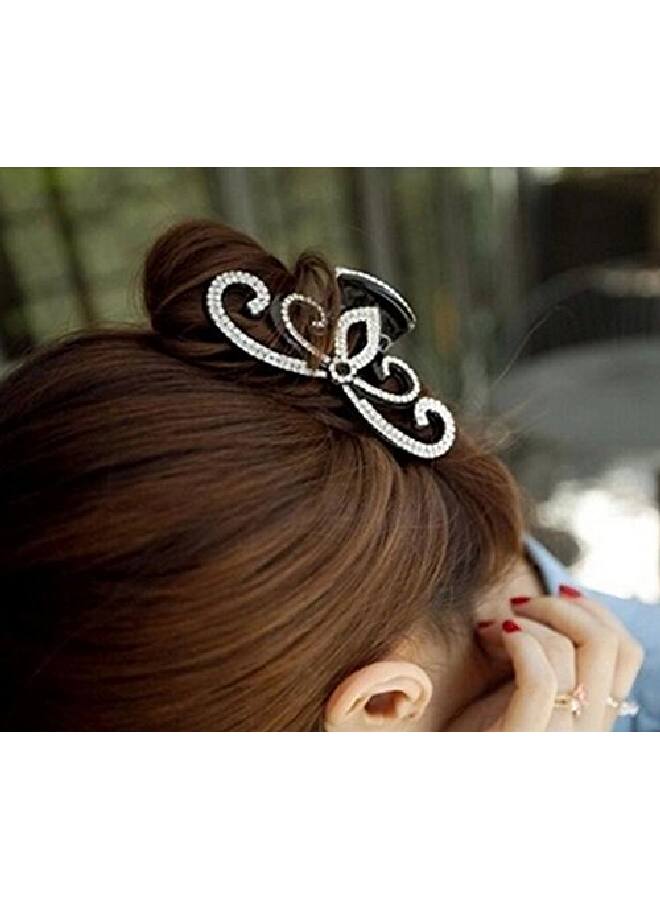 Suoirblss Women Lady Rhinestones Large Hair Claw Clip Hairpin Jaw Clips Thick Hair Accessories (Black) - Image 4