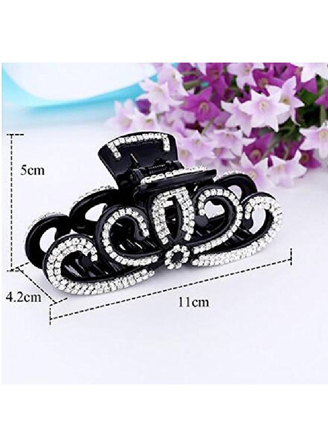 Suoirblss Women Lady Rhinestones Large Hair Claw Clip Hairpin Jaw Clips Thick Hair Accessories (Black) - Image 3