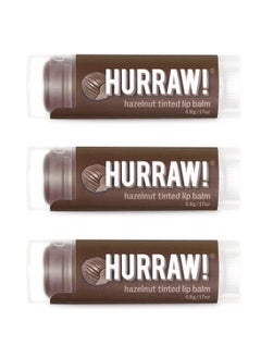 Hurraw! Hazelnut Tinted Lip Balm 3 Pack: (Sheer Brown Tint) Organic Certified Vegan Cruelty and Gluten Free NonGMO 100% Natural Ingredients Bee Shea Soy and Palm Free Made in USA  - Image 1