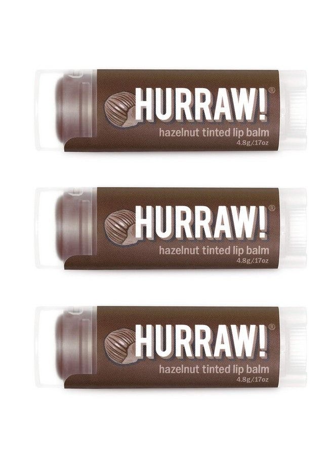 Hurraw! Hazelnut Tinted Lip Balm 3 Pack: (Sheer Brown Tint) Organic Certified Vegan Cruelty and Gluten Free NonGMO 100% Natural Ingredients Bee Shea Soy and Palm Free Made in USA  - Image 1