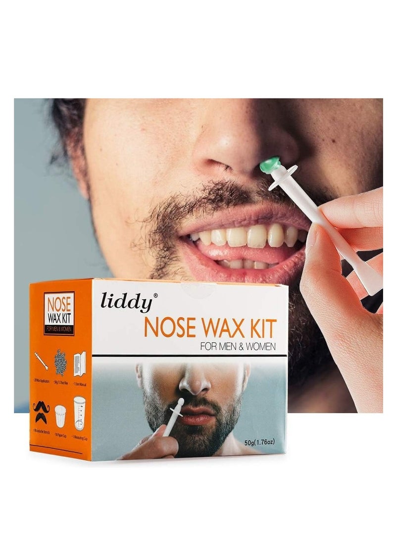 ليدي طقم شمع لإزالة شعر الأنف للرجال والنساء، طقم شمع لإزالة شعر الأنف والأذن آمن وسريع لإزالة شعر الأنف وشعر الحاجبين - Image 1