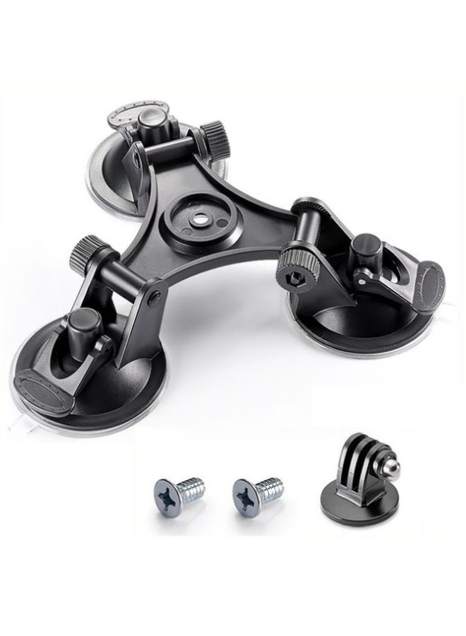 Generic Sports Camera Accessories Tripod Suction Cup Car Mounted Suction Cup Low Angle Gopro Fixed Bracket Digital Computer-Color:Three-legged Suction Cup + Gopro Adapter - Image 1