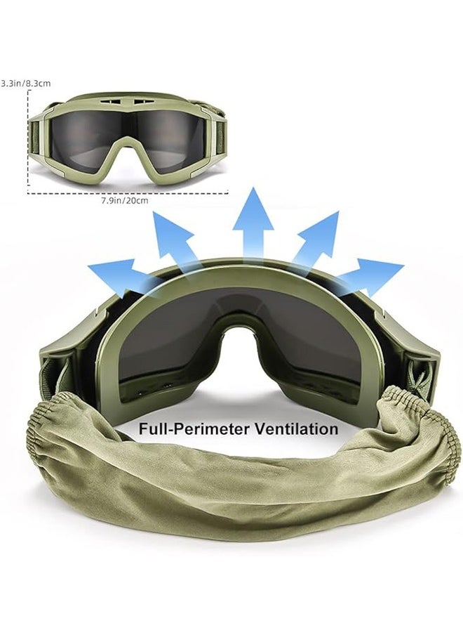Arabest - SandProof Safety Goggles: Anti-Fog & UV-Proof Lens for Sandstorms, Motorcycle Riding, - Adjustable Frame with 3 Interchangeable Lenses - Image 1