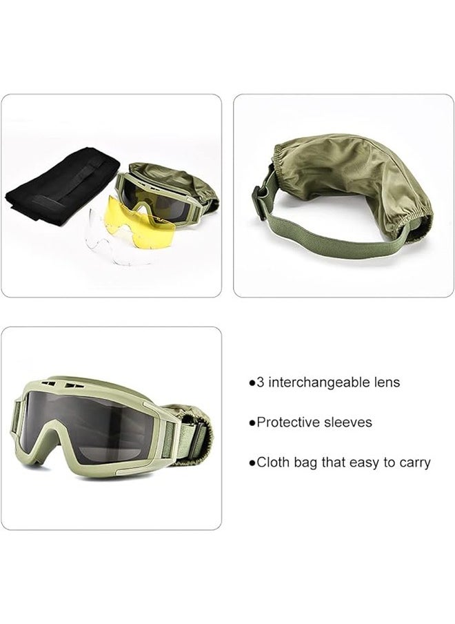Arabest - SandProof Safety Goggles: Anti-Fog & UV-Proof Lens for Sandstorms, Motorcycle Riding, - Adjustable Frame with 3 Interchangeable Lenses - Image 1