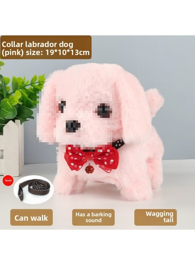 Toy Dog Will Bark Will Walk Plush Electric Puppy Children's Toy Simulation Teddy Boy And Girl Gift 1-6 Years Old-Color:Labrador Powder (dog Rope + Bow + Bell)-Specifications:Rechargeable Battery + Charger + Screwdriver  - Image 1