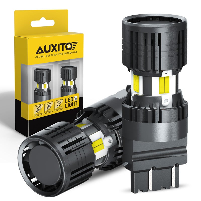 AUXITO CANBUS 3156 3157 LED Bulbs White 4000LM Super Bright 3056 3457 4057 4157 with Builtin Resistor for Reverse Backup Parking Daytime Running Turn Signal Lights Pack of 2
