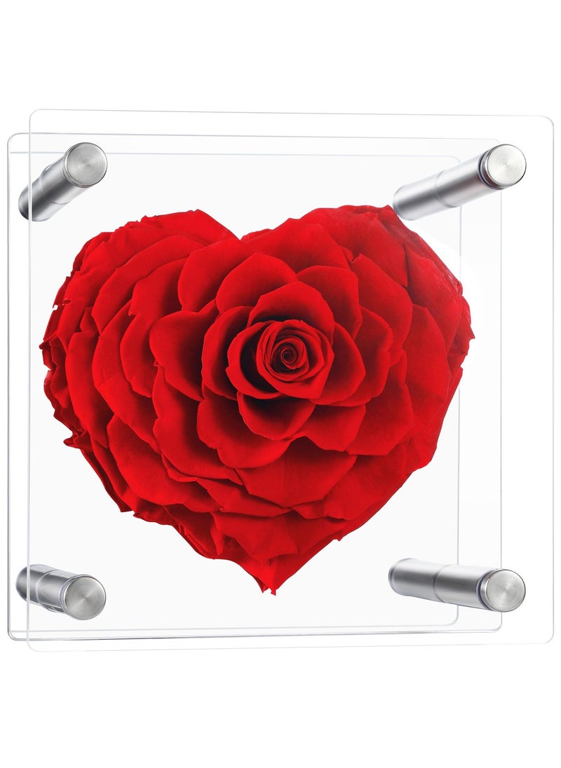 Excefore Forever Heart Shape Rose 4.7in Real Eternal Rose Box Fully Handmade, Forever Flower, Valentines Day Gifts for Her, Wife, Girlfriend, Woman, Romantic Gift for Her, Birthday, Anniversary, Red  - Image 1