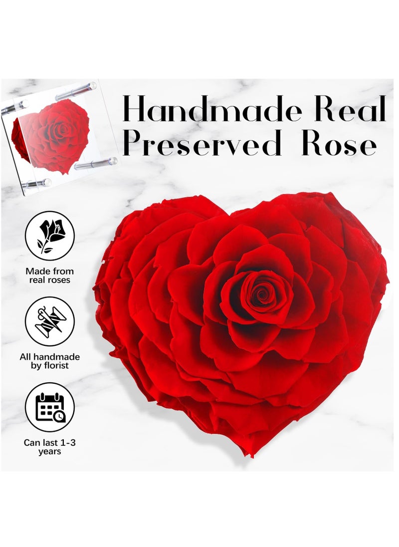 Excefore Forever Heart Shape Rose 4.7in Real Eternal Rose Box Fully Handmade, Forever Flower, Valentines Day Gifts for Her, Wife, Girlfriend, Woman, Romantic Gift for Her, Birthday, Anniversary, Red  - Image 2