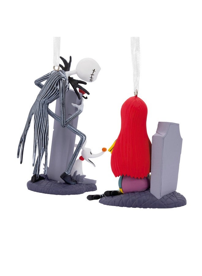 Hallmark Disney Tim Burton's The Nightmare Before Christmas Jack and Sally with Tombstones Christmas Ornaments, Set of 2 - Image 1