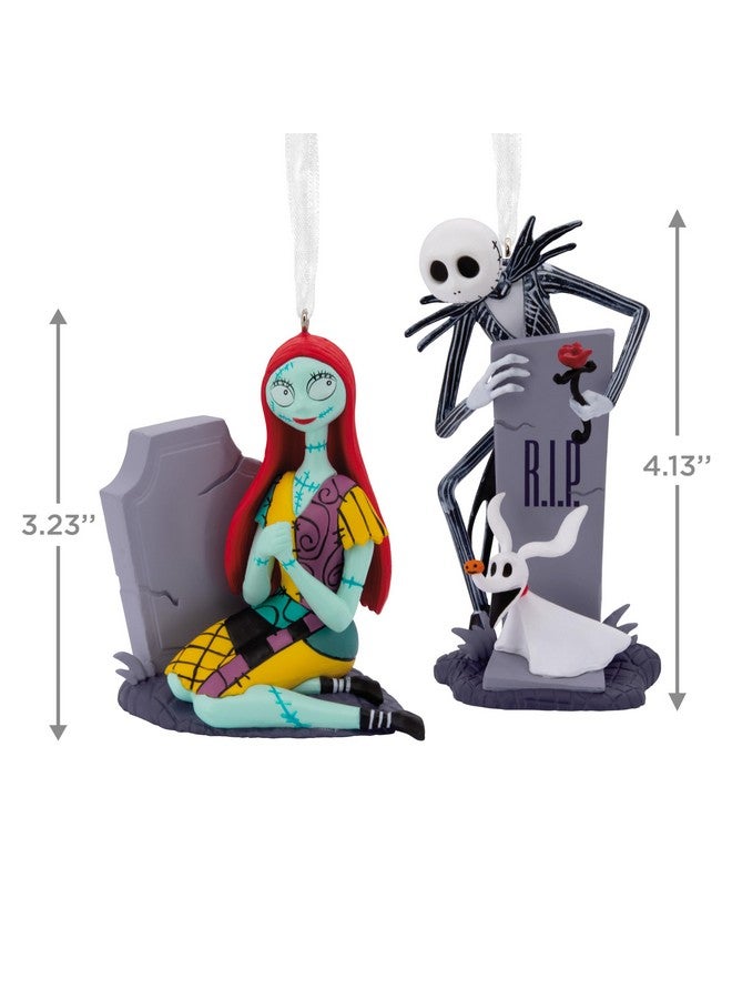 Hallmark Disney Tim Burton's The Nightmare Before Christmas Jack and Sally with Tombstones Christmas Ornaments, Set of 2 - Image 3